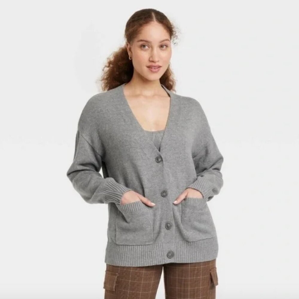 a new day Grey Boyfriend V-Neck Cardigan | Size M